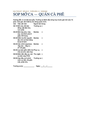 Trang mẫu 1 — SOP mở ca quán cà phê